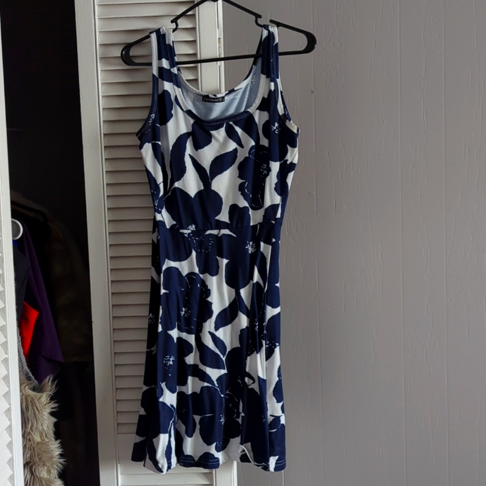 Blue and white floral cute comfy sundress